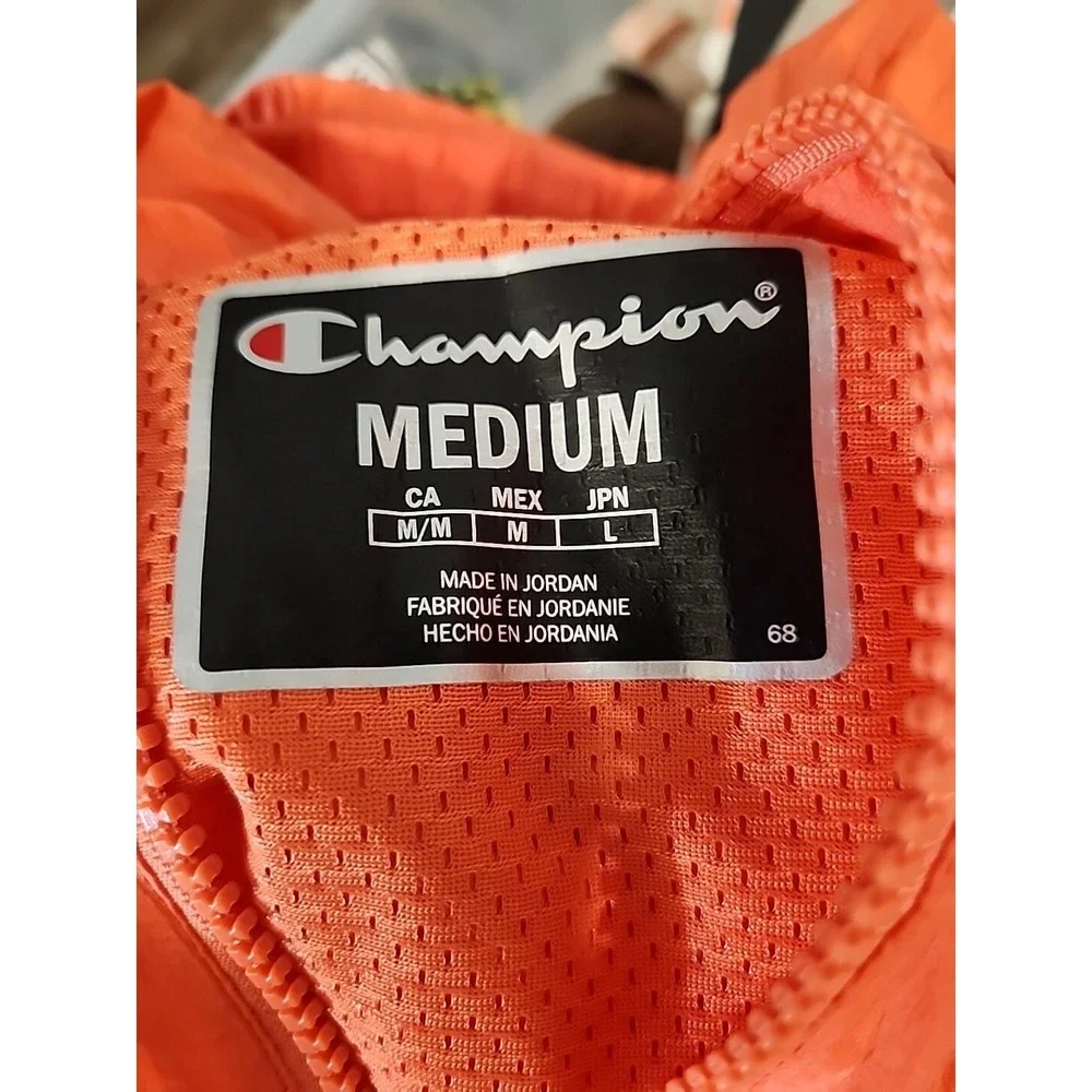 Champion‎ Mens Windbreaker Lightweight Coat Hoodie Anorak Fluorescent Medium